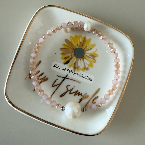 Rose Quartz Pearl Beaded Bracelet - Picture 1 of 6